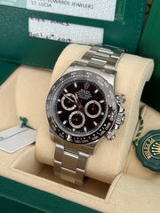 Pre-owned Rolex Daytona 116500LN Stainless Steel 2017 Box and Papers FULLY STICKERED