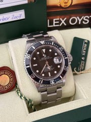 Pre-owned Rolex Submariner 16610 Pre-Ceramic Engraved Rehaut 2007 Complete Set
