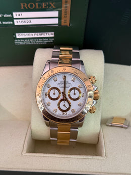Pre-owned Rolex Daytona 116523 White Diamond Dial 2007 Complete Set