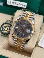 Pre-owned Rolex Datejust 41mm 126333 Wimbledon Dial Yellow Gold Steel Jubilee Strap Fluted Bezel 2024 Complete UK Set