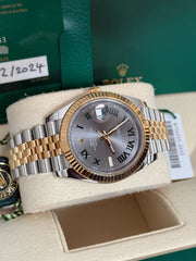 Pre-owned Rolex Datejust 41mm 126333 Wimbledon Dial Yellow Gold Steel Jubilee Strap Fluted Bezel 2024 Complete UK Set