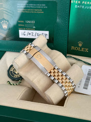 Pre-owned Rolex Datejust 41mm 126333 Wimbledon Dial Yellow Gold Steel Jubilee Strap Fluted Bezel 2024 Complete UK Set