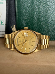 Pre-owned Rolex DayDate 18038 1988 Complete Set Tapestry Dial