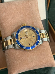 Pre-owned Rolex Submariner 16613 Bluesy Serti Dial 1994 Box and Papers Mint Condition