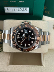 Pre-owned Rolex GMT Master II RootBeer Bi-Metal 126711CHNR 2023 Complete Set