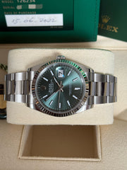 Pre-owned Rolex Datejust 36mm 126234 Mint Green Dial Oyster Bracelet