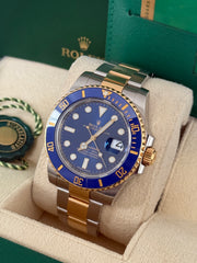 Pre-owned Rolex Submariner Bluesy 40mm Two Tone 116613LB 2019 Mint Condition Complete Set