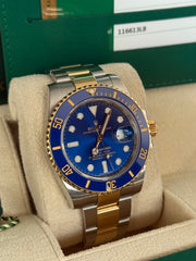 Pre-owned Rolex Submariner Bluesy 40mm Two Tone 116613LB 2019 Mint Condition Complete Set