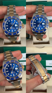 Pre-owned Rolex Submariner Bluesy 40mm Two Tone 116613LB 2019 Mint Condition Complete Set