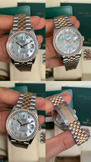 Pre-owned Rolex Datejust 36mm MOP Diamond Dial RBR 126281RBR Factory Diamond