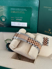 Pre-owned Rolex Datejust 36mm Mother of Pearl Diamond Dial Factory RBR Bezel 128281RBR 2021 Complete Set