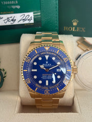 Pre-owned Rolex DeepSea Blue 44mm 136668LB 2024 Mint Condition Complete Set