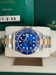 Pre-owned Rolex Submariner Bluesy 41mm Two Tone 126613LB 2023 Mint Condition Complete Set