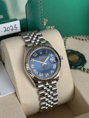 Pre-owned Rolex Datejust Two-Tone Azzurro Blue Dial 31mm 278274 2025 Full Set Unworn