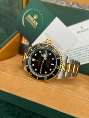 Pre-owned Rolex Submariner 16613 Black Kit 1990 Boxed with Rolex Services
