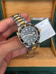Pre-owned Rolex Submariner 16613 Black Kit 1990 Boxed with Rolex Services
