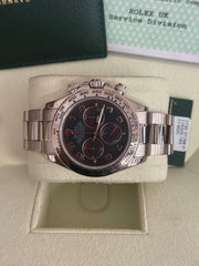 Pre-owned Rolex Daytona White Gold 40mm Racing Dial 116509 2005 Mint Condition Complete Set with Rolex Service