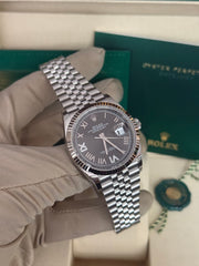 Pre-owned Rolex Datejust 36mm 126234 Rhodium Silver Dial with Factory Diamonds Jubilee 2026 Unworn Complete Set