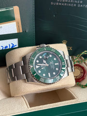 Pre-owned Rolex Submariner Hulk 40mm 116610LV 2012 Mint Condition Unpolished Complete Set