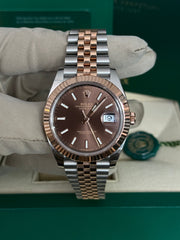 Pre-owned Rolex Datejust Chocolate Dial 41mm Two Tone 126331 2023 Mint Condition Unpolished Complete Set