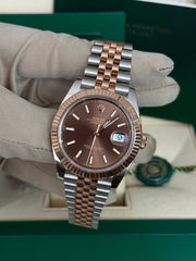 Pre-owned Rolex Datejust Chocolate Dial 41mm Two Tone 126331 2023 Mint Condition Unpolished Complete Set