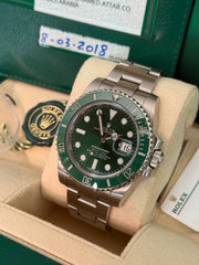 Pre-owned Rolex Submariner Hulk 40mm 116610LV 2018 Mint Condition Complete Set