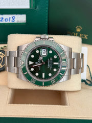 Pre-owned Rolex Submariner Hulk 40mm 116610LV 2018 Mint Condition Complete Set