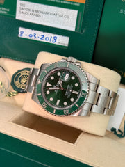 Pre-owned Rolex Submariner Hulk 40mm 116610LV 2018 Mint Condition Complete Set