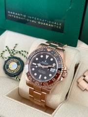 Pre Owned Rolex GMT Master II 126715CHNR Full Rose Gold Rootbeer 2021 Complete Set
