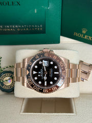 Pre Owned Rolex GMT Master II 126715CHNR Full Rose Gold Rootbeer 2021 Complete Set