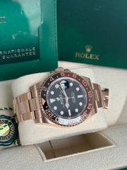 Pre Owned Rolex GMT Master II 126715CHNR Full Rose Gold Rootbeer 2021 Complete Set