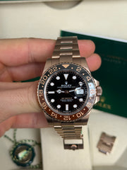 Pre Owned Rolex GMT Master II 126715CHNR Full Rose Gold Rootbeer 2021 Complete Set