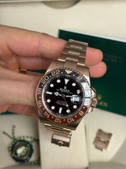 Pre Owned Rolex GMT Master II 126715CHNR Full Rose Gold Rootbeer 2021 Complete Set