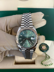 Pre-owned Rolex Datejust 41mm Mint Green Dial 126334 Full Set Box and Papers 2024 Mint Jubilee