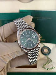 Pre-owned Rolex Datejust 41mm Mint Green Dial 126334 Full Set Box and Papers 2024 Mint Jubilee