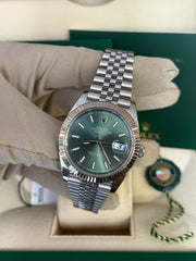 Pre-owned Rolex Datejust 41mm Mint Green Dial 126334 Full Set Box and Papers 2024 Mint Jubilee