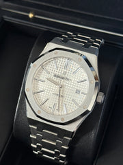 Pre-owned Audemars Piguet Royal Oak 15400ST 41MM White Dial Complete Set