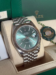 Pre-owned Rolex Datejust 41mm Mint Green Dial 126334 Full Set Box and Papers 2024 Mint Jubilee
