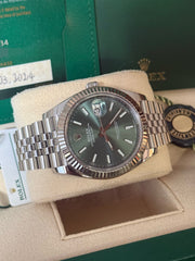 Pre-owned Rolex Datejust 41mm Mint Green Dial 126334 Full Set Box and Papers 2024 Mint Jubilee