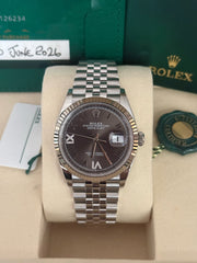Pre-owned Rolex Datejust 36mm 126234 Rhodium Silver Dial with Factory Diamonds Jubilee 2026 Unworn Complete Set