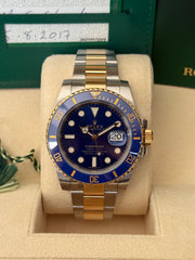 Pre-owned Rolex Submariner Bluesy 40mm Two Tone 116613LB 2017 Mint Condition Complete Set