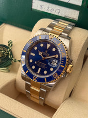 Pre-owned Rolex Submariner Bluesy 40mm Two Tone 116613LB 2017 Mint Condition Complete Set