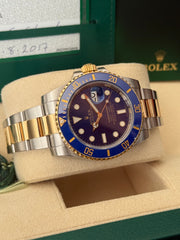 Pre-owned Rolex Submariner Bluesy 40mm Two Tone 116613LB 2017 Mint Condition Complete Set