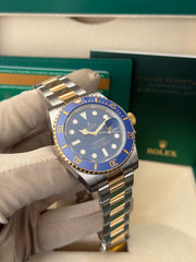 Pre-owned Rolex Submariner Bluesy 40mm Two Tone 116613LB 2017 Mint Condition Complete Set
