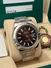 Pre-owned Rolex Datejust II Discontinued Black Baton Dial Smooth Oyster 116300 2017 Complete Set Box and Papers