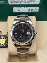 Pre-owned Rolex Datejust II Discontinued Ghost Roman Dial Smooth Oyster 116300 2016 Complete Set Box and Papers
