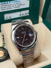 Pre-owned Rolex Datejust II Discontinued Ghost Roman Dial Smooth Oyster 116300 2016 Complete Set Box and Papers