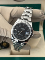 Pre-owned Rolex Datejust II Discontinued Ghost Roman Dial Smooth Oyster 116300 2016 Complete Set Box and Papers