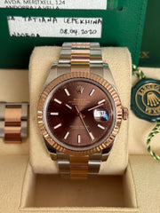 Pre-owned Rolex Chocolate 41mm Two Tone 126331 2020 Mint Condition Serviced