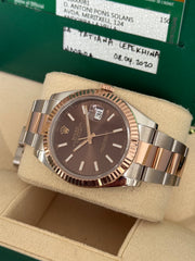 Pre-owned Rolex Chocolate 41mm Two Tone 126331 2020 Mint Condition Serviced